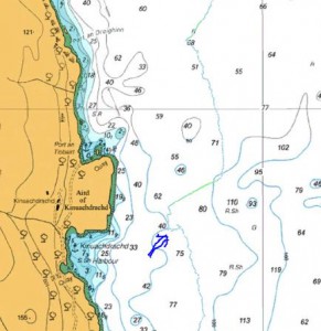 Our track towards Isay, we were doing about 4-5 through the water.