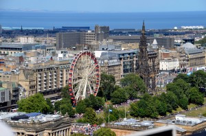 Edinburg. Between the church and the wheel is our hotel.